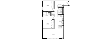 a floor plan of a 1 bedroom floor plan with a bathroom and a living room  at The Cosmopolitan, St Paul