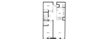 a floor plan of a 1 bedroom floor plan  at The Cosmopolitan, St Paul, MN, 55101