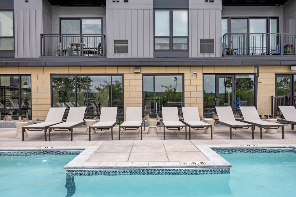 Outdoor Pool and Spa at Lilia Apartments in Lilydale, MN 55118