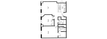 a floor plan of a small house with a bedroom and a living room  at The Cosmopolitan, St Paul