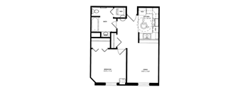 a floor plan of a 1 bedroom floor plan  at The Cosmopolitan, St Paul