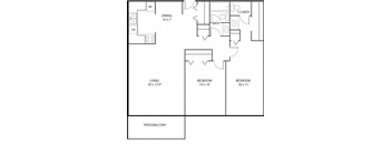 2 bed 2 bath floor plan L at Axon Green, Minneapolis, MN