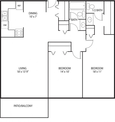 2 bed 2 bath floor plan L at Axon Green, Minneapolis, MN