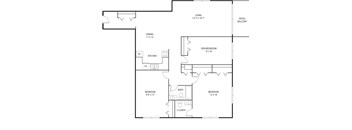 2 bed 2 bath floor plan J at Axon Green, Minneapolis
