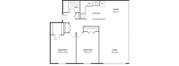2 bed 2 bath floor plan D at Axon Green, Minneapolis