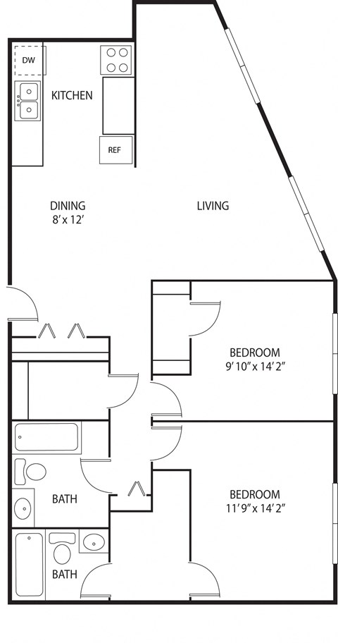 2 bed 2 bath floor plan K at Axon Green, Minneapolis, MN, 55416