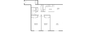 2 bed 2 bath floor plan C at Axon Green, Minneapolis, 55416