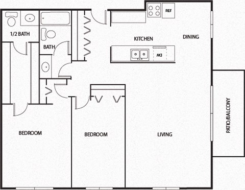 a floor plan of a house with a bedroom and a living room