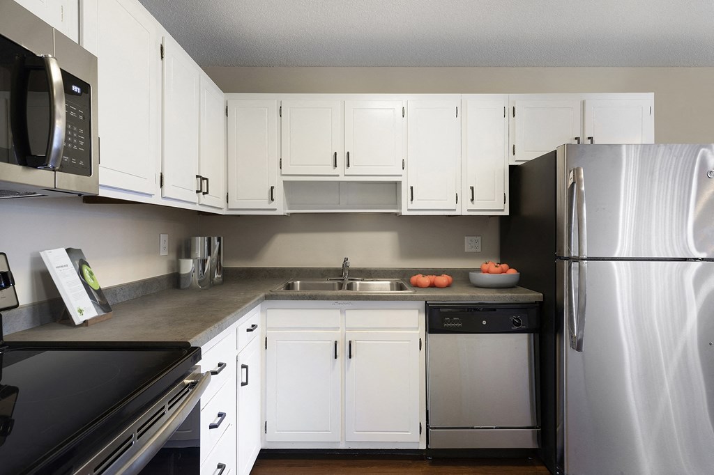 View of Kitchen with Stainless Steel Appliances at Axon Green, Minneapolis, Minnesota