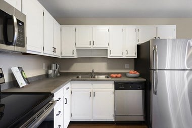 View of Kitchen with Stainless Steel Appliances - Axon Green Apartments in West Maka Ska 