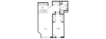 a floor plan of a 1 bedroom floor plan  at The Cosmopolitan, St Paul, Minnesota
