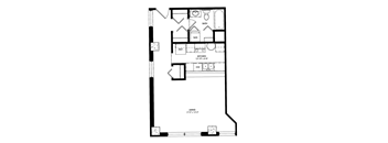 a floor plan of a small house with a loft  at The Cosmopolitan, St Paul, MN, 55101