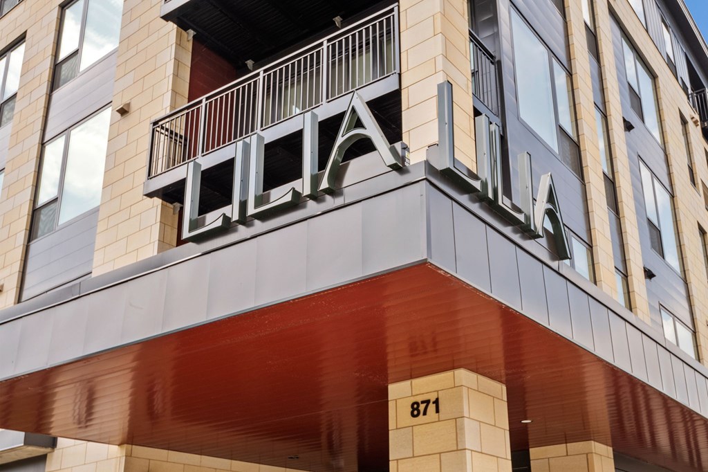 The entrance to Lilia Apartments in Lilydale, MN 55118