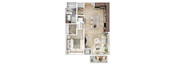a floor plan of a house with a bedroom and a living room at The Mera, St Louis Park, MN