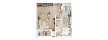 a1 floor plan  1 bedroom with 1 bathroom at The Mera, Minnesota, 55426