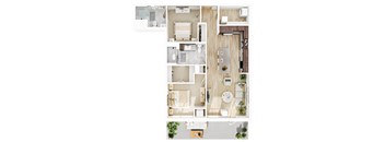 2 bed 2 bath Floorplan at The Mera, Minnesota