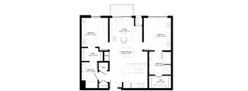 2 Bedroom American Elm Floor Plan at Central Park West, Minnesota, 55416