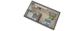 Bancroft Floor plan 425 Sq.Ft. at The Whit, Minneapolis, 55404