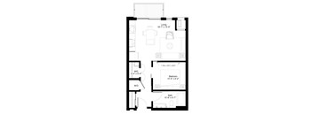 1 Bedroom Bigtooth Floor Plan at Central Park West, St. Louis Park, MN
