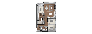 the 1121 floor plan  1 bedroom with 2 baths at Expo, Minneapolis, 55414
