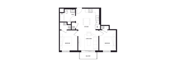 2 Bed 1 Bath Floor Plan at Zelia on Seven, Minnesota