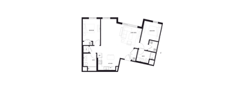 A black and white image of a floor plan for a house.