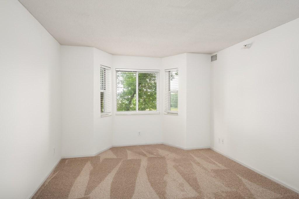 an empty room with carpet and a window at Cityscape, St Louis Park, 55416