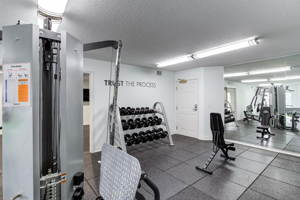 a gym with weights an at Cityscape, St Louis Park, MN, 55416