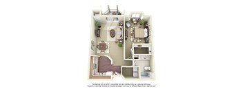 1  Bed   1  Bath   860 Sq. Ft. | 1A Floor Plan at Cityscape, St Louis Park, MN, 55416