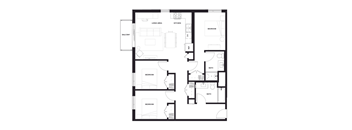 3 Bed 2 Bath Floor Plan at Zelia on Seven, St Louis Park, MN
