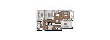 a floor plan of a home with a brown and black floor at Expo, Minneapolis Minnesota