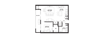 B5 Floor Plan at The Ellory Apartments, Minneapolis, 55401