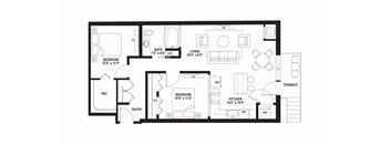 C4 Floor Plan at The Ellory Apartments, Minneapolis, MN, 55401