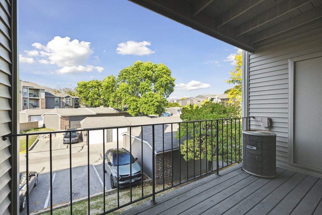 Balcony overlooking the grounds and walking paths at Eden Commons in Eden Prairie, MN 55344