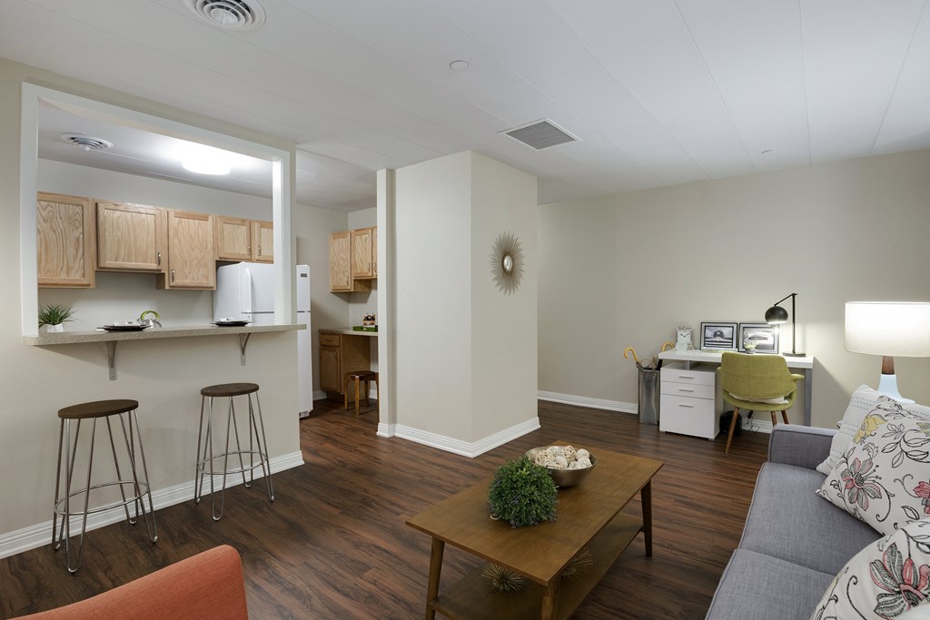 Living and kitchen at Era on Excelsior, St. Louis Park, Minnesota