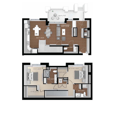 a floor plan of a house with bedrooms and a living room at Expo, Minneapolis, 55414
