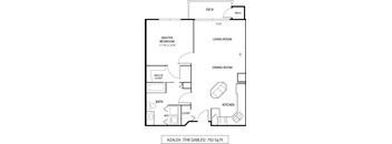 1  Bed   1  Bath   792 Sq. Ft. Azalea Floor Plan at The Gables at Park Pointe, St. Louis Park, Minnesota