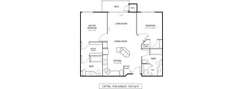 2  Bed   2  Bath   1,053 Sq. Ft. Cattail Floor Plan at The Gables at Park Pointe, St. Louis Park, MN, 55426