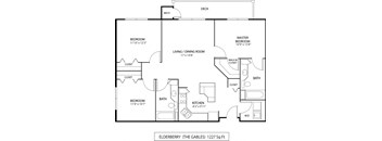 3  Bed   2  Bath   1,227 Sq. Ft. Elderberry Floor Plan at The Gables at Park Pointe, St. Louis Park, MN, 55426