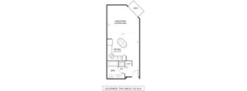 Studio   1  Bath   522 Sq. Ft. Goldenrod Floor Plan at The Gables at Park Pointe, St. Louis Park, MN, 55426