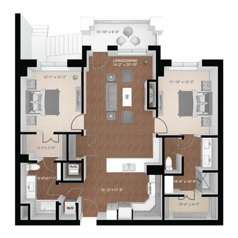 the layout of the apartment with a floor plan at Expo, Minneapolis, MN 55414