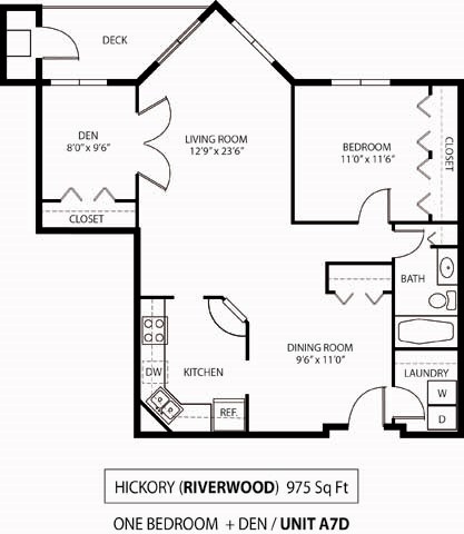 The Riverwood Apartments in Lilydale, MN 1 Bedroom 1 Bath Plus Den