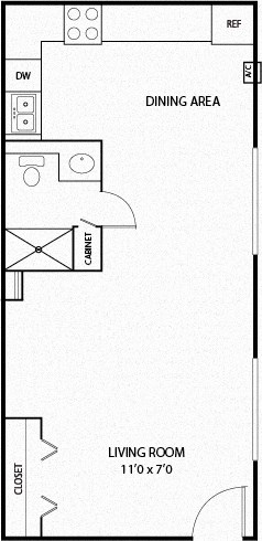 Studio Floor Plan at Hamline Terrace, Minnesota