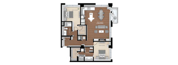 the layout of the apartment with a floor plan at Expo, Minneapolis, MN 55414