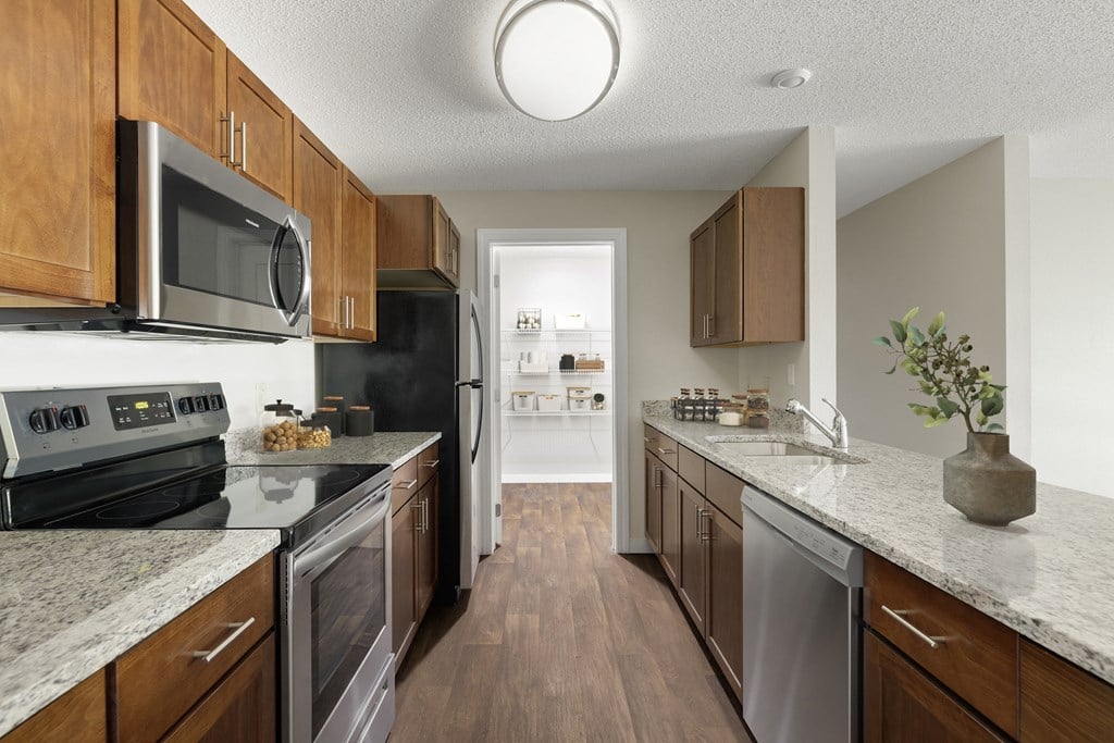 our apartments offer a modern kitchen with stainless steel appliances