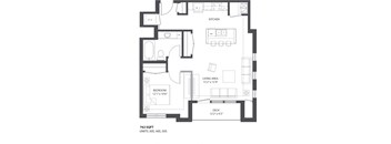 1 bed 1 bath floor plan O at The Palmer, Minnesota, 55401