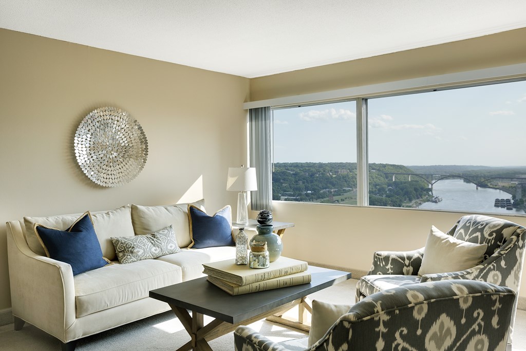 Living room at Kellogg Square, St. Paul, 55101