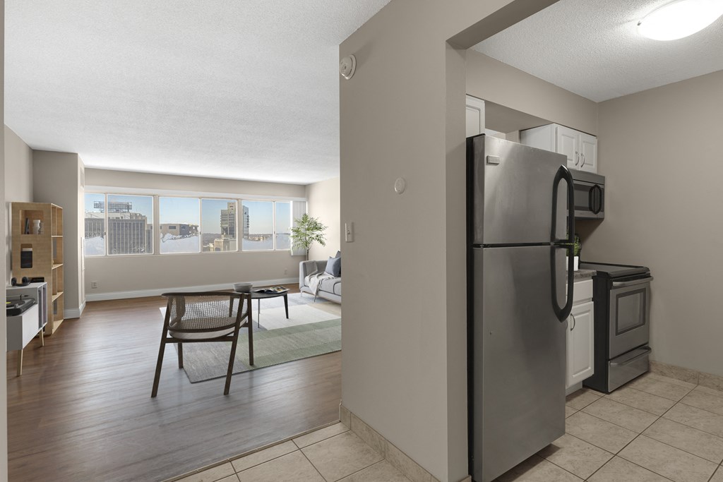 Kitchen and Livingroom at Kellogg Square, St. Paul