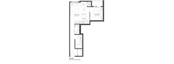 1 bed 1 bath floor plan Mat The Palmer, Minneapolis, MN