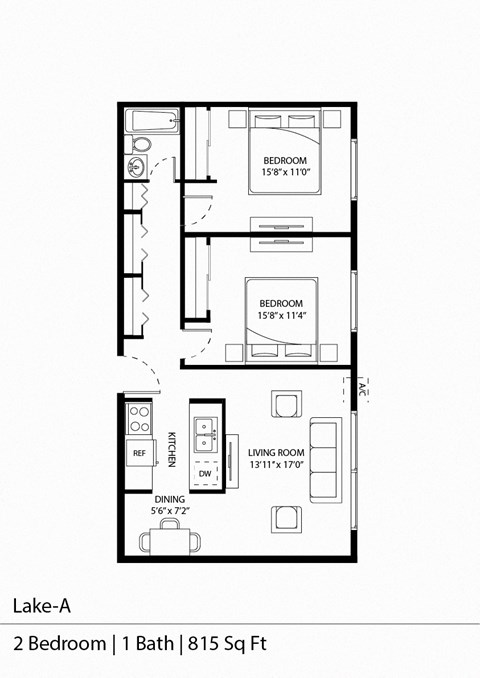Lake A Floor Plan 2 Bedroom